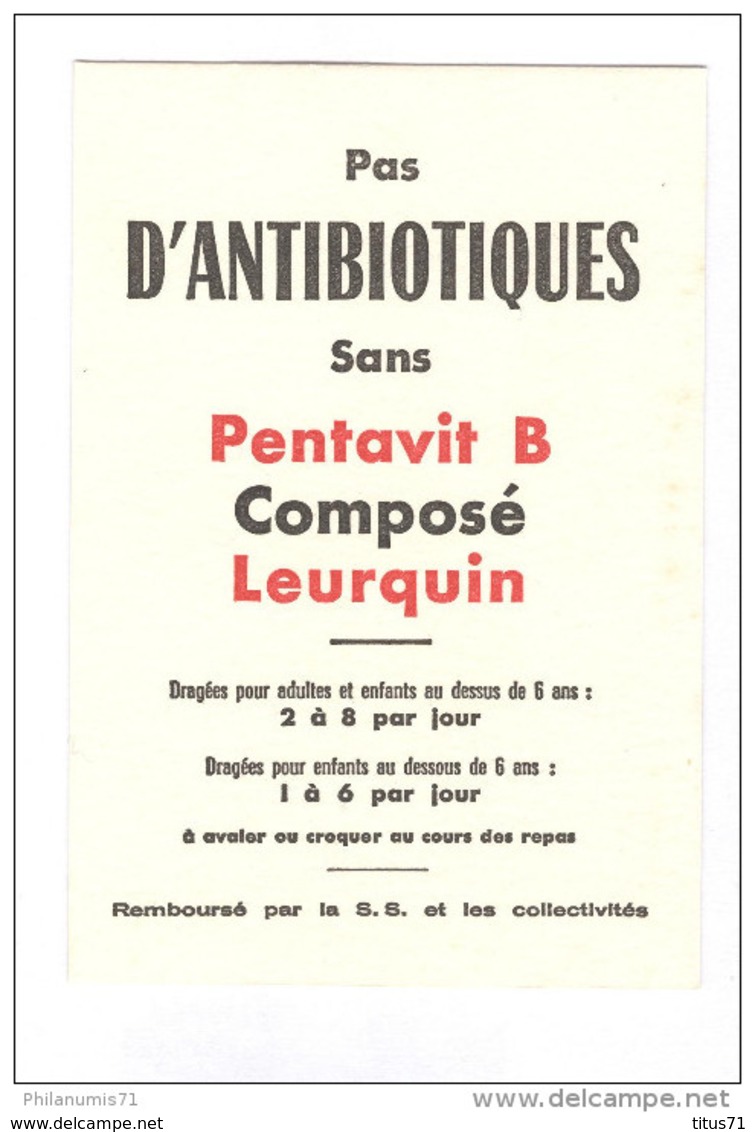 Buvard Pentavit B - Laboratoire Leurquin - Très Bon état - Chemist's