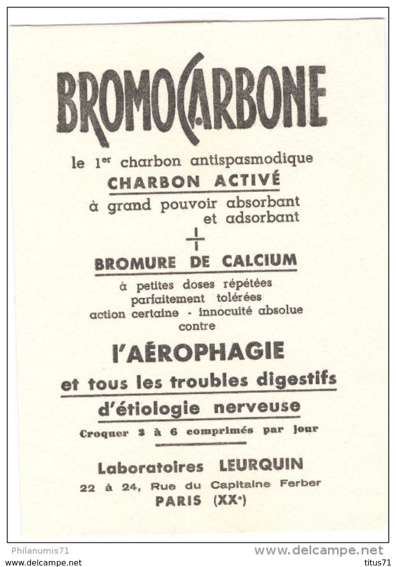 Buvard BromoCarbone - Laboratoire Leurquin - Très Bon état - Produits Pharmaceutiques