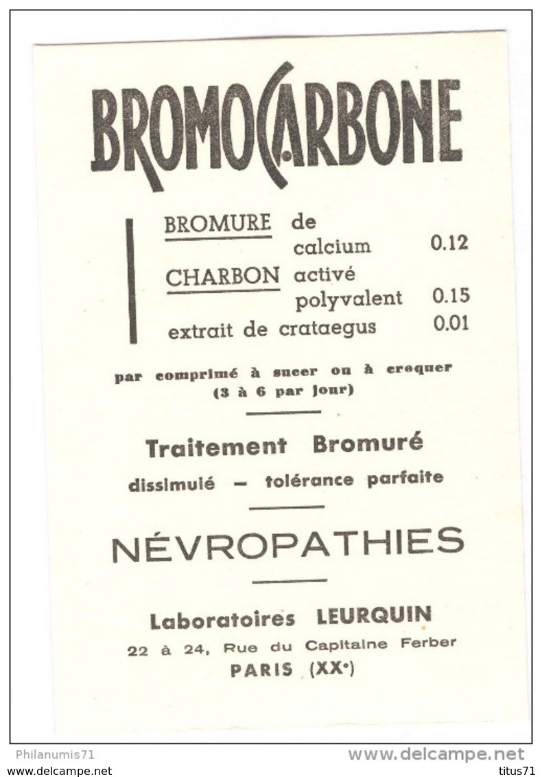 Buvard BromoCarbone - Laboratoire Leurquin - Très Bon état - Produits Pharmaceutiques