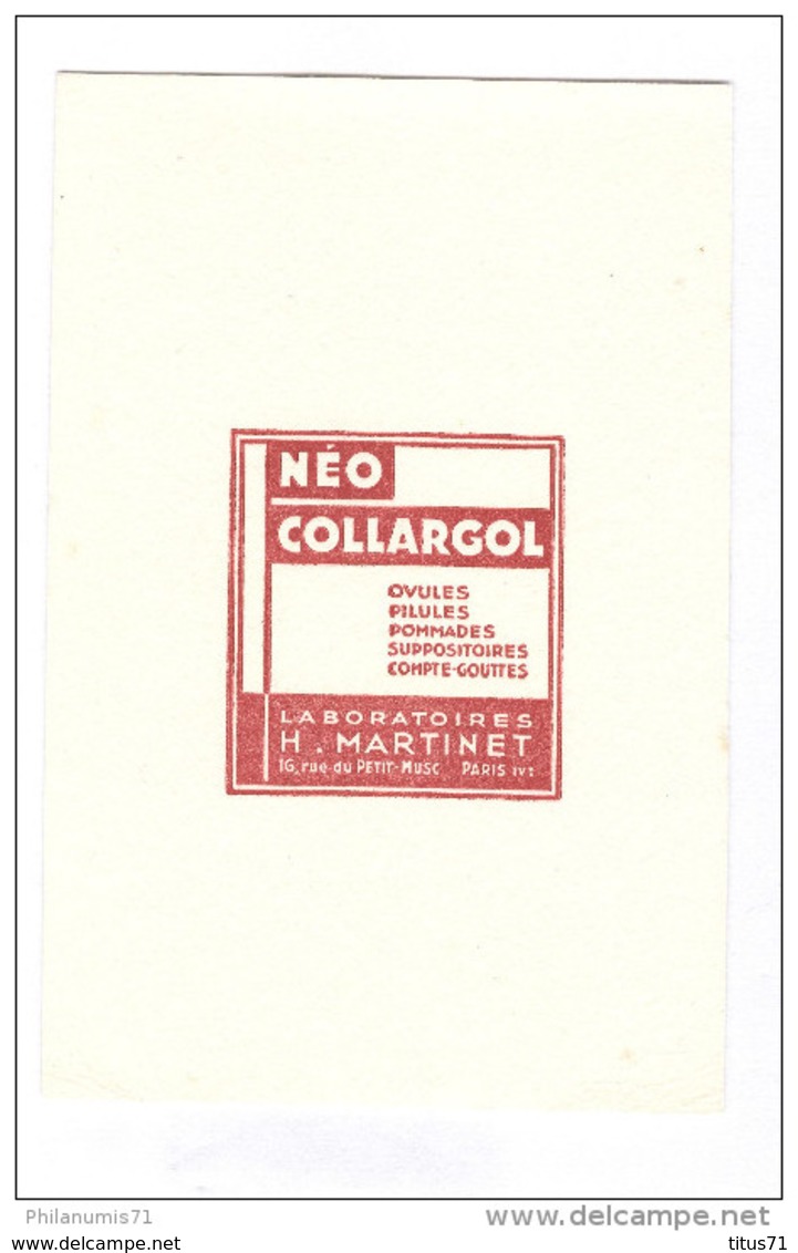 Buvard Néo Collargol - Laboratoire H. Martinet - Très Bon état - Produits Pharmaceutiques