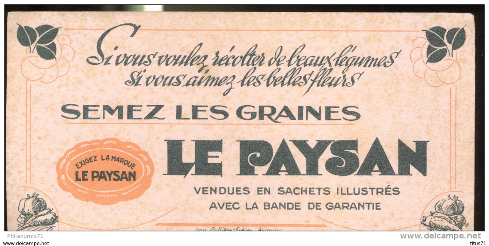 Buvard Graines Le Paysan - Très Bon état - Landbouw