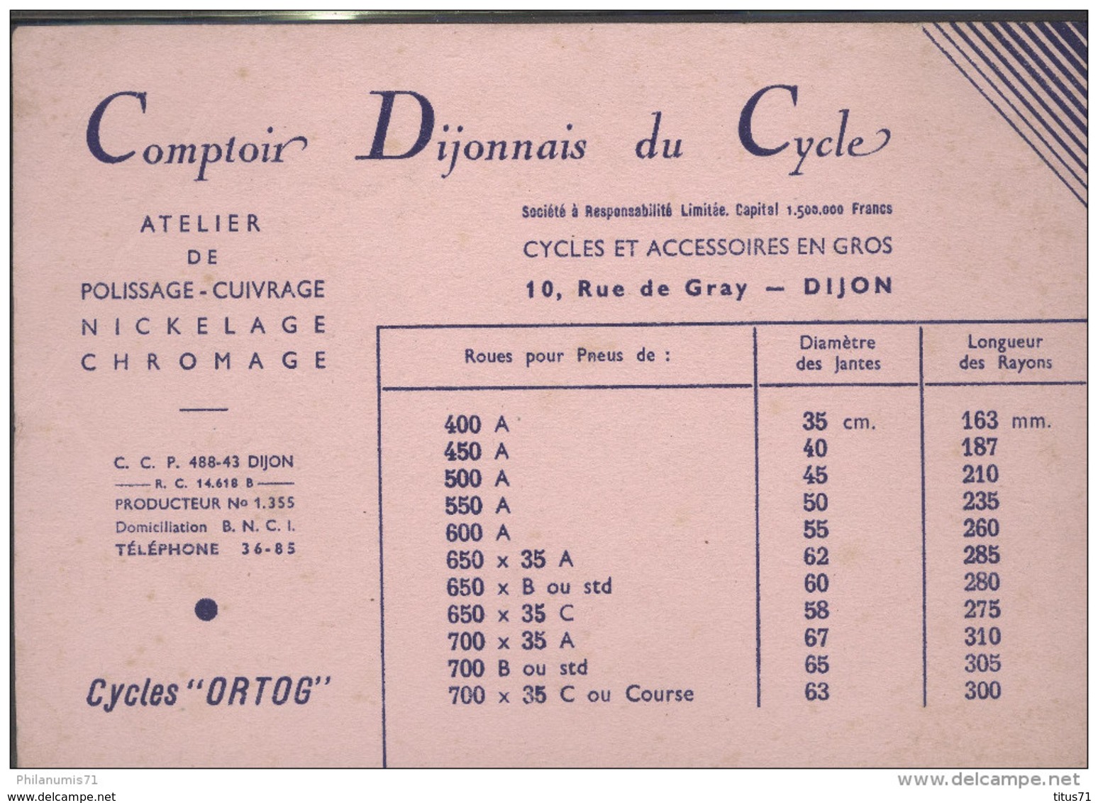 Buvard Comptoir Dijonnais Du Cycle - Dijon 21 - Très Bon état - Moto & Vélo