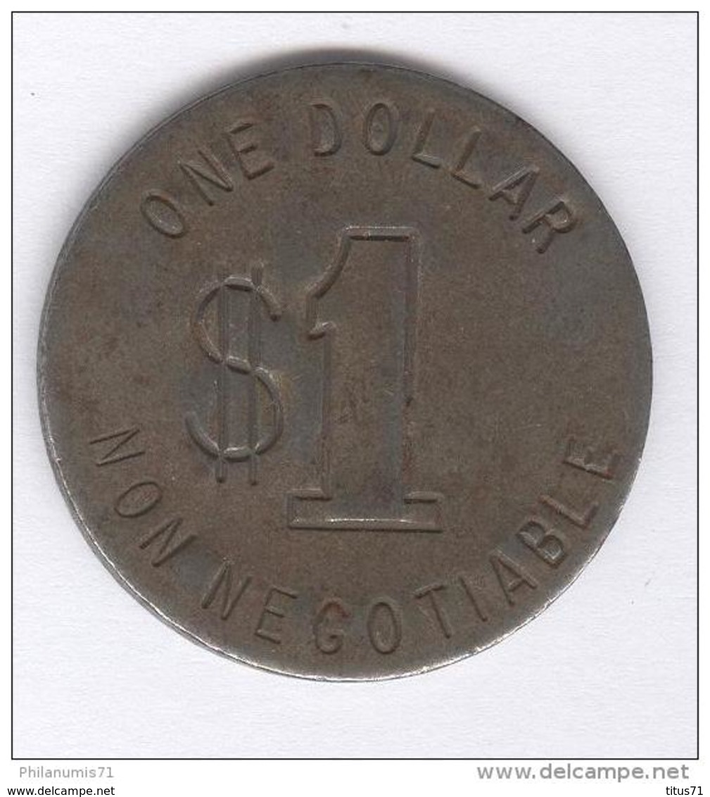 Jeton One Dollar Non Negotiable Las Vegas - 2 Faces Identiques - Circa 1970 - Casino