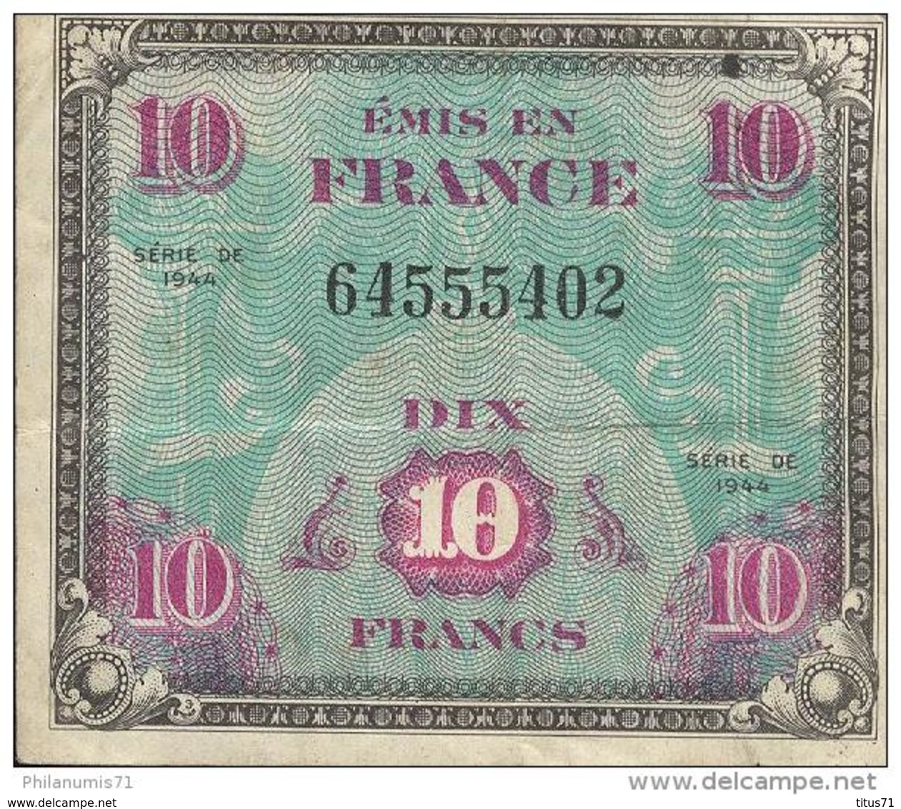 Billet 10 Francs 1944 Drapeau - 1944 Bandiera/Francia