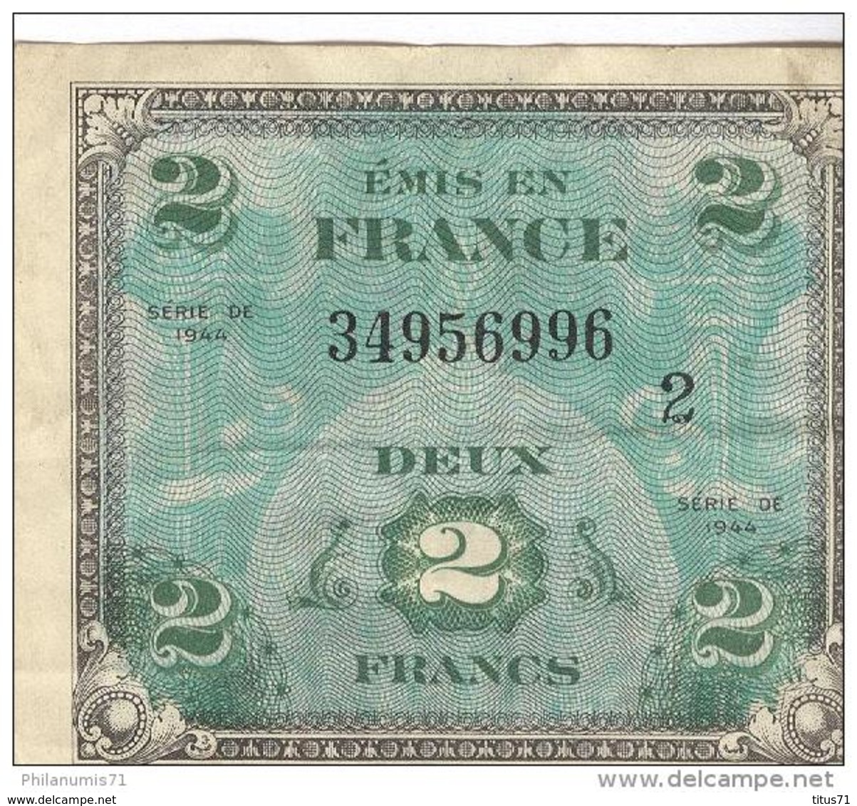 Billet 2 Francs 1944 Drapeau - 1944 Drapeau/France