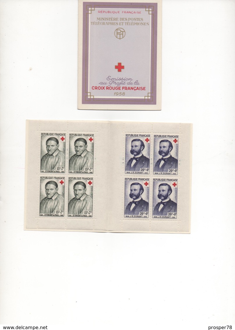 FRANCE. 1958. CARNET NEUF** "CROIX-ROUGE" .Thèmes Croix-Rouge.Santé. - Croix Rouge