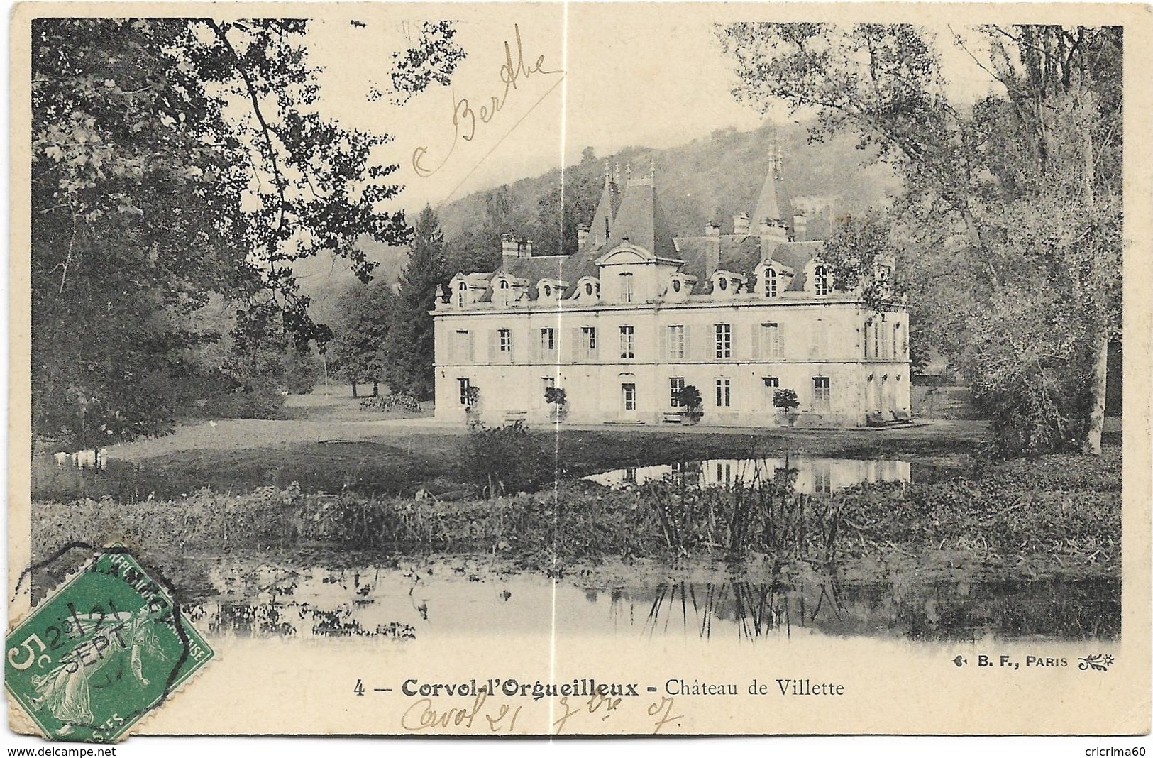 58 - CORVOL-L'ORGUEILLEUX - Château De Villette. CPA Ayant Circulé En 1907. - Autres & Non Classés