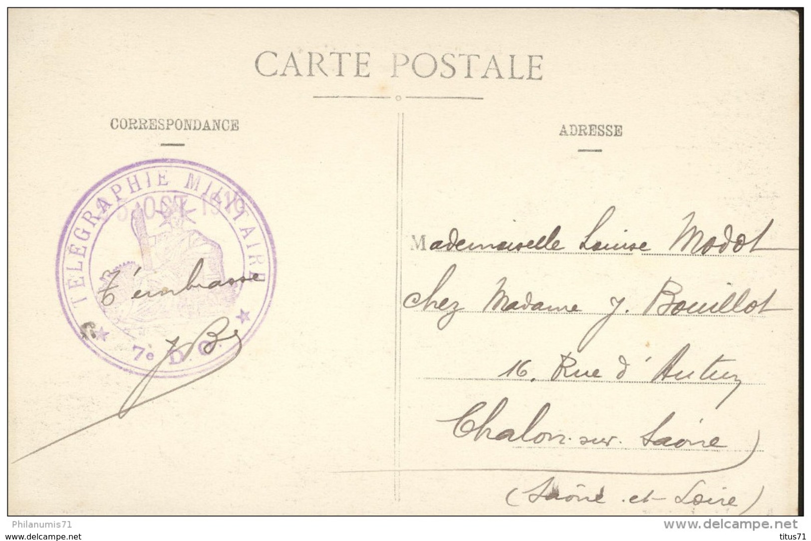 CPA Lure - La Rue De La Gare - Télégraphe Militaire - Circulée 1916 - Lure