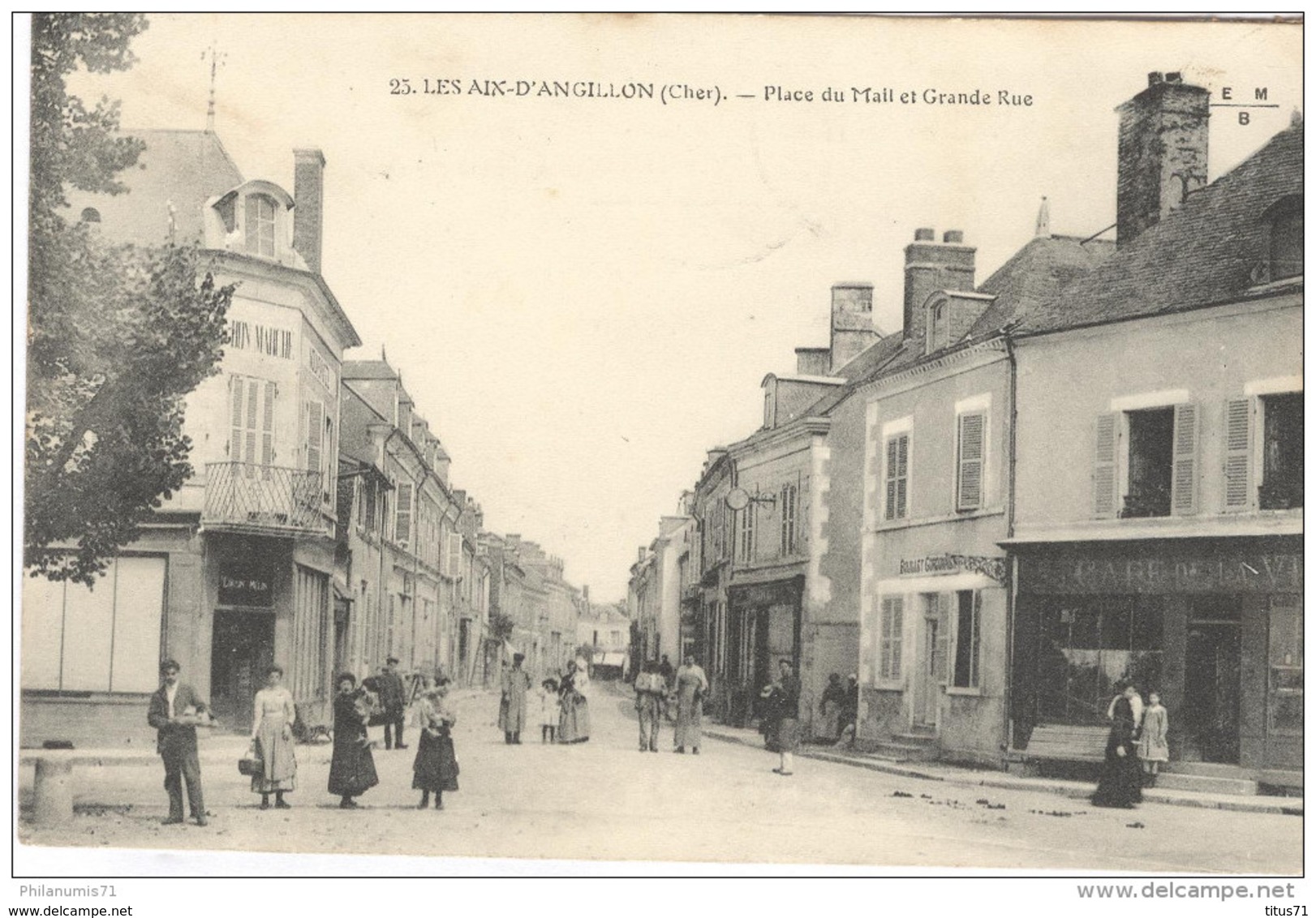 CPA Les Aix D'Angillon - Place Du Mail Et Grande Rue - Circulée 1917 - Les Aix-d'Angillon