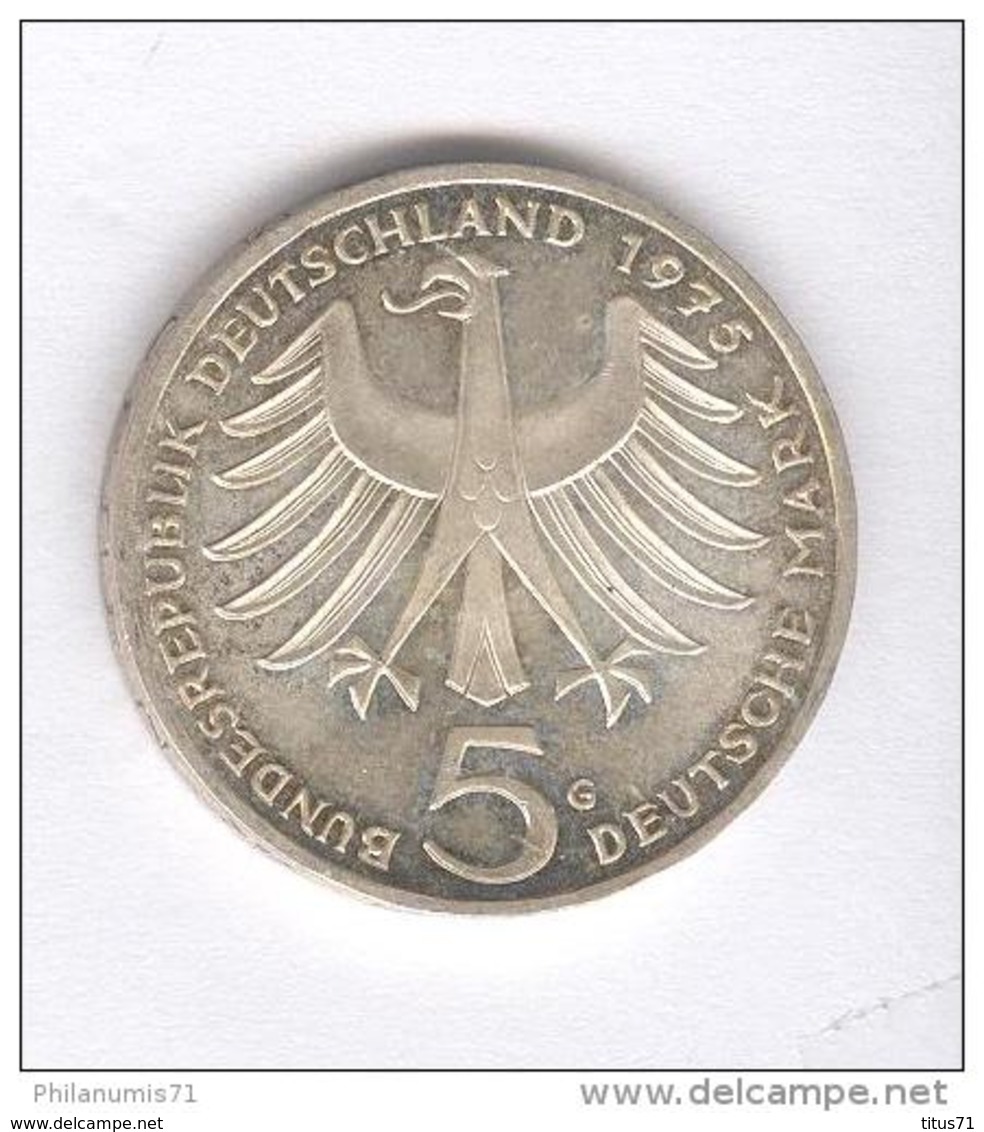 5 Mark Allemagne / Germany 1975 G - Albert Schweitzer  - Argent / Silver TTB+ - 5 Mark