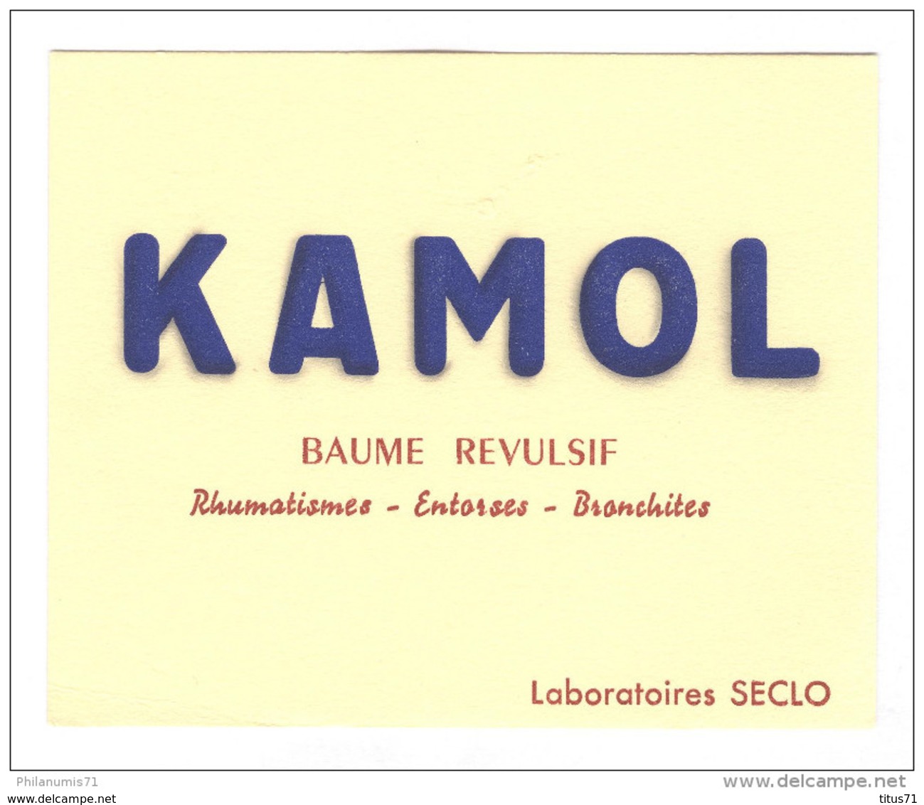 Buvard Kamol - Laboratoire Seclo - Très Bon état - Produits Pharmaceutiques