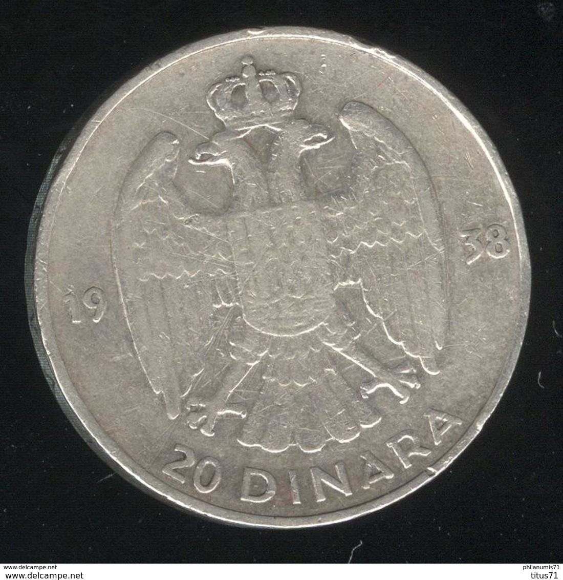 20 Dinara Yougoslavie 1938 TTB - Yugoslavia