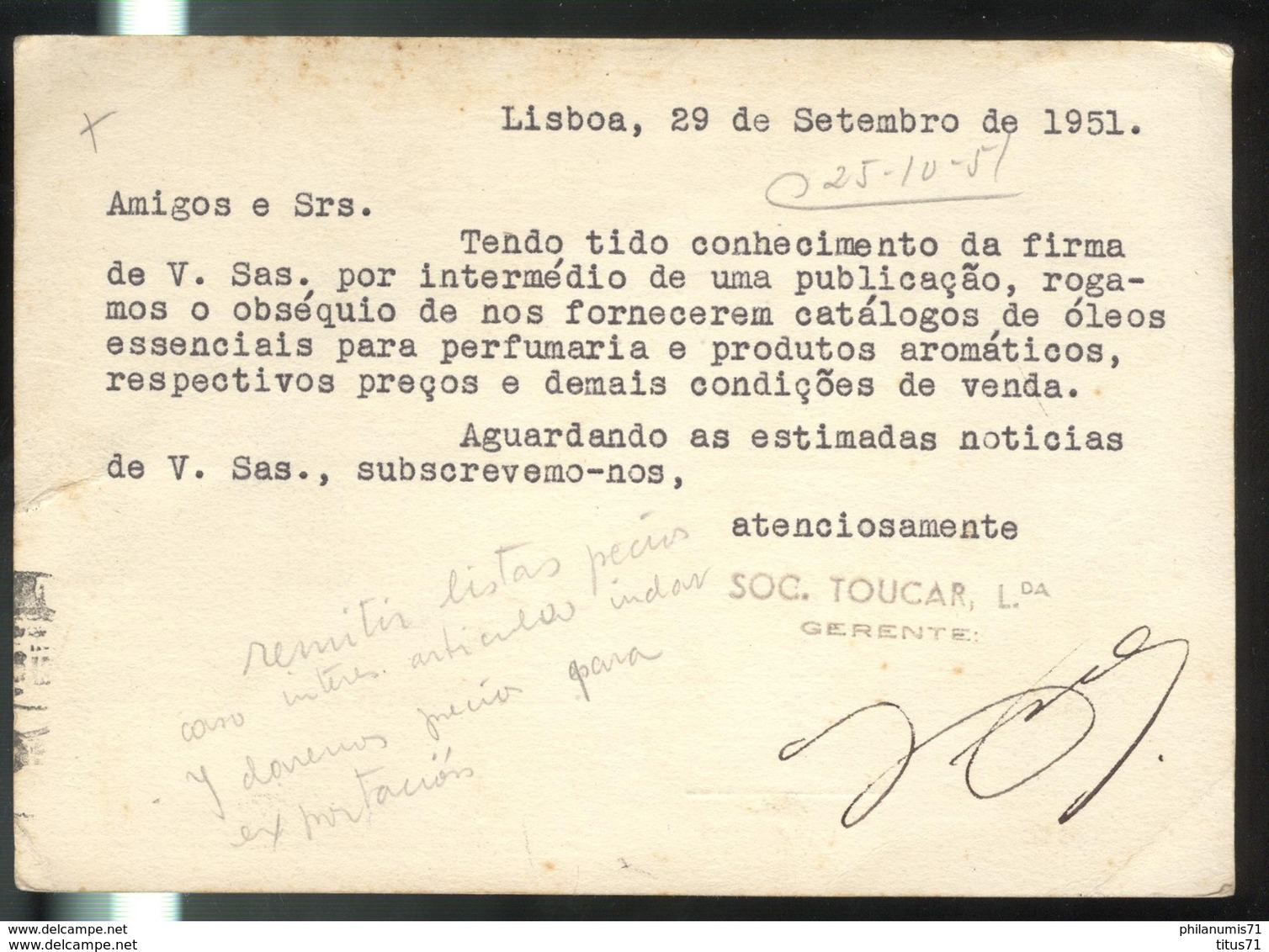 Carte Postale / Bilhete Postal - Portugal - Portugal Vers L'Espagne - Circulée 1951 - Lettres & Documents