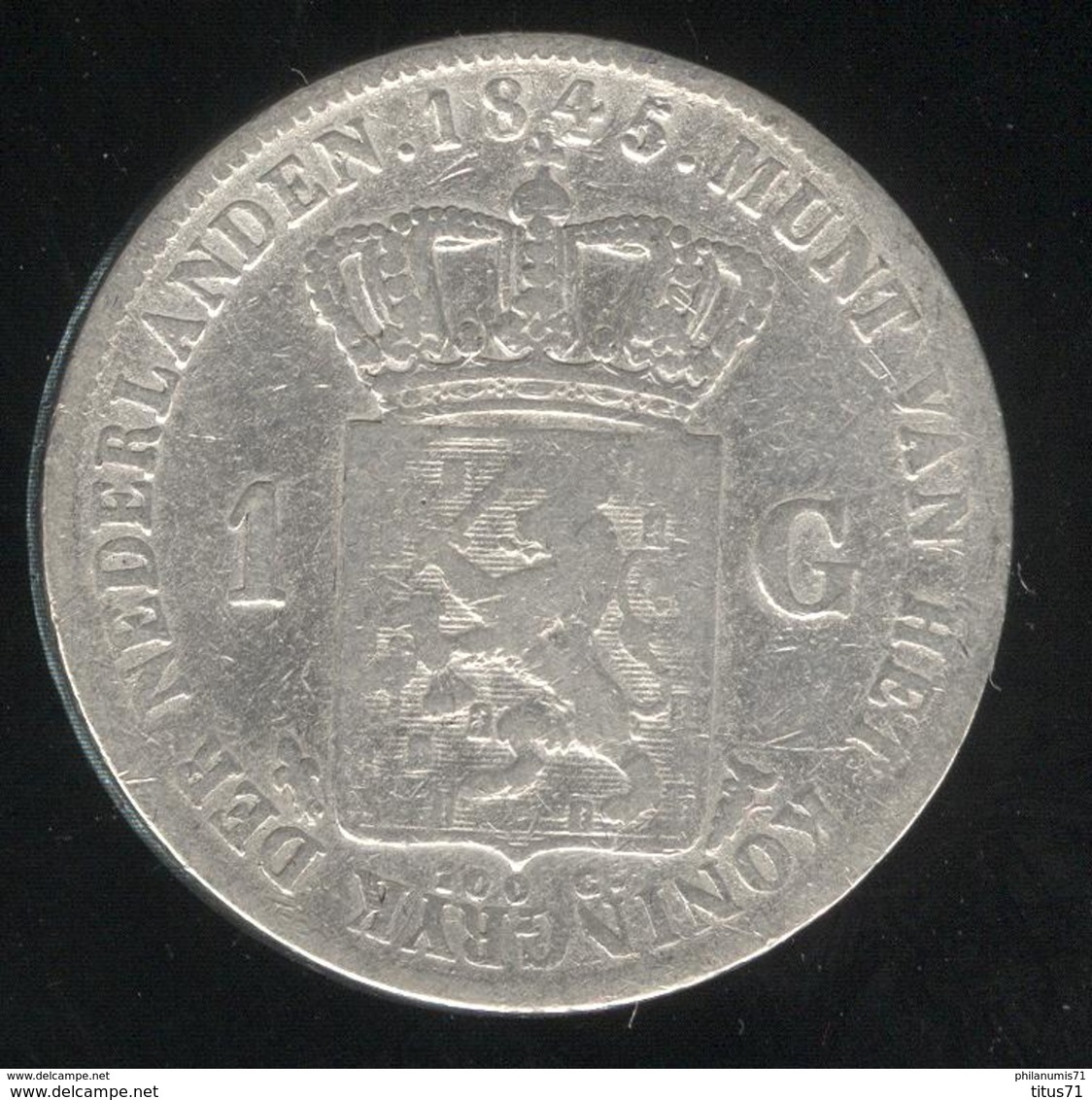 1 Gulden - Pays Bas / Netherland / Nedeland 1845 - Willem II - 1840-1849 : Willem II