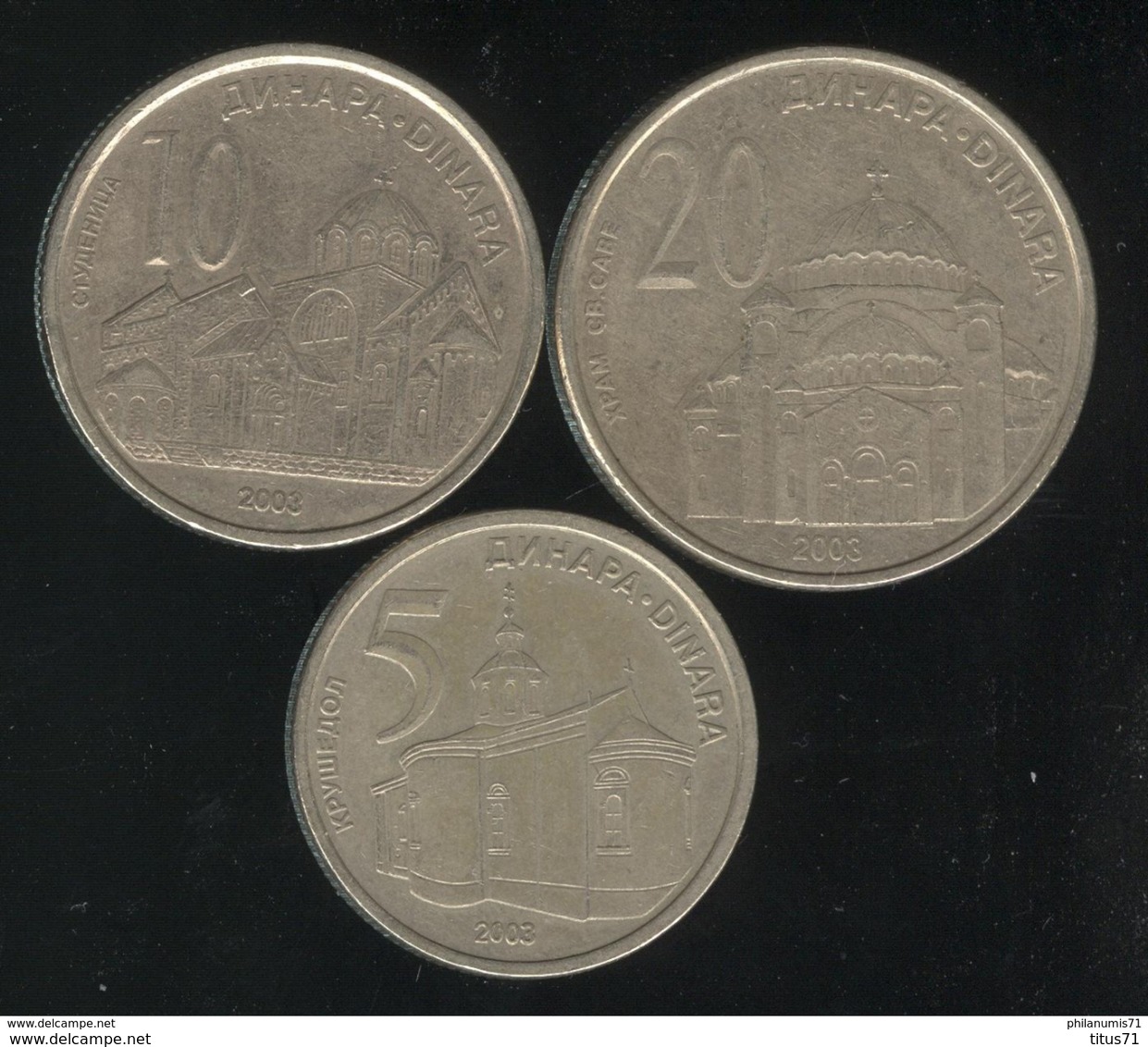 Lot Serbie / Serbia - 5 , 10 , 20 Dinar 2003 - Servië