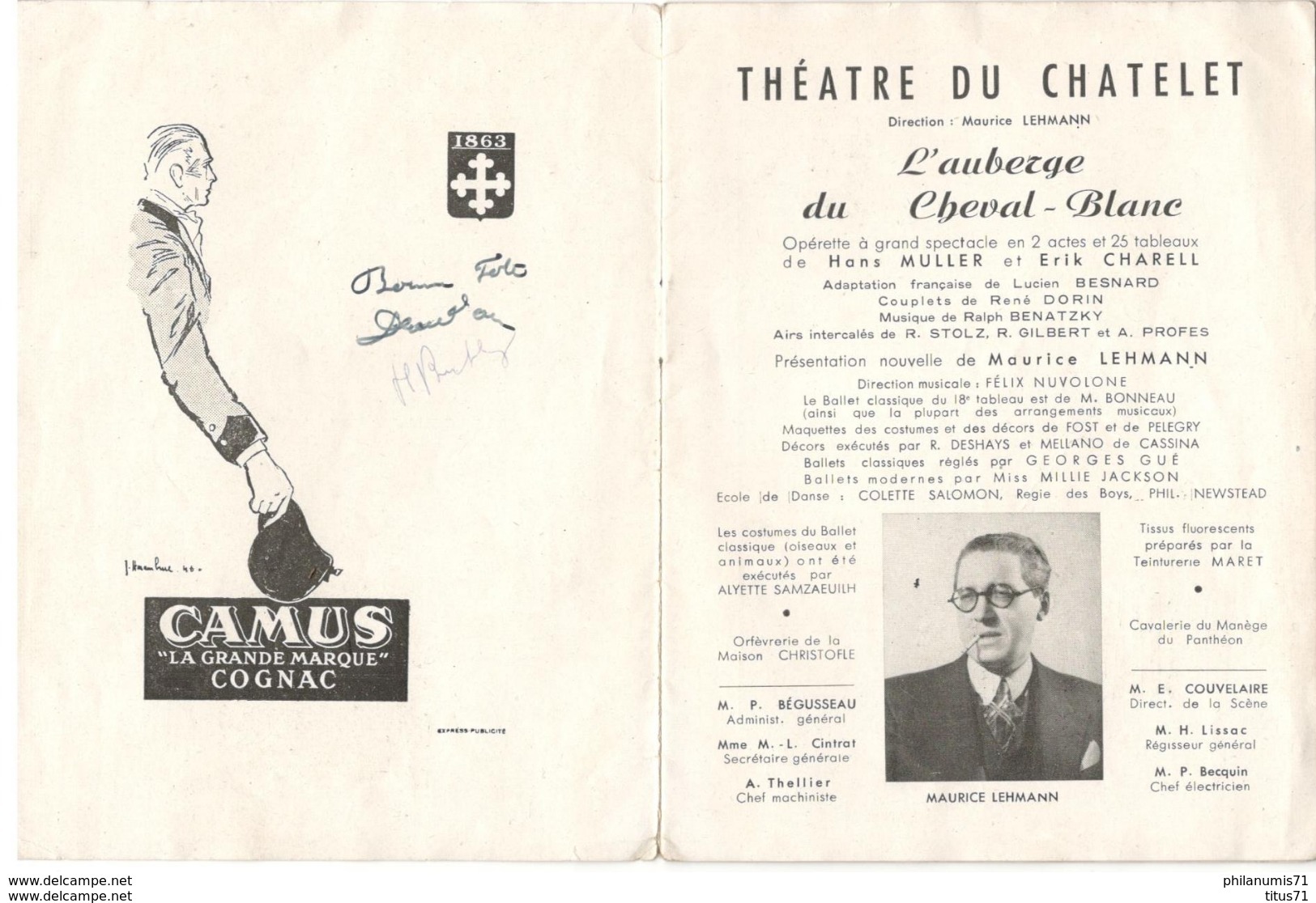 Programme Du Théatre Du Chatelet  - Spectacle De Chansonniers - 1948 - Programme