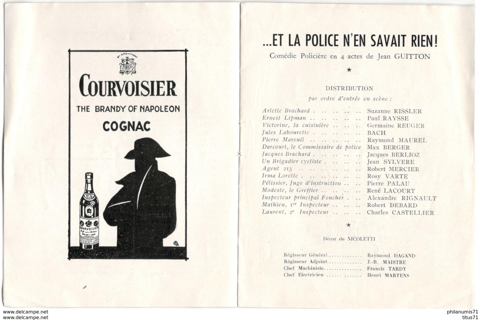 Programme Du Théatre Sarah Bernard - Saison 1948-1949 - ...et La Police N'en Savait Rien ! - Programme