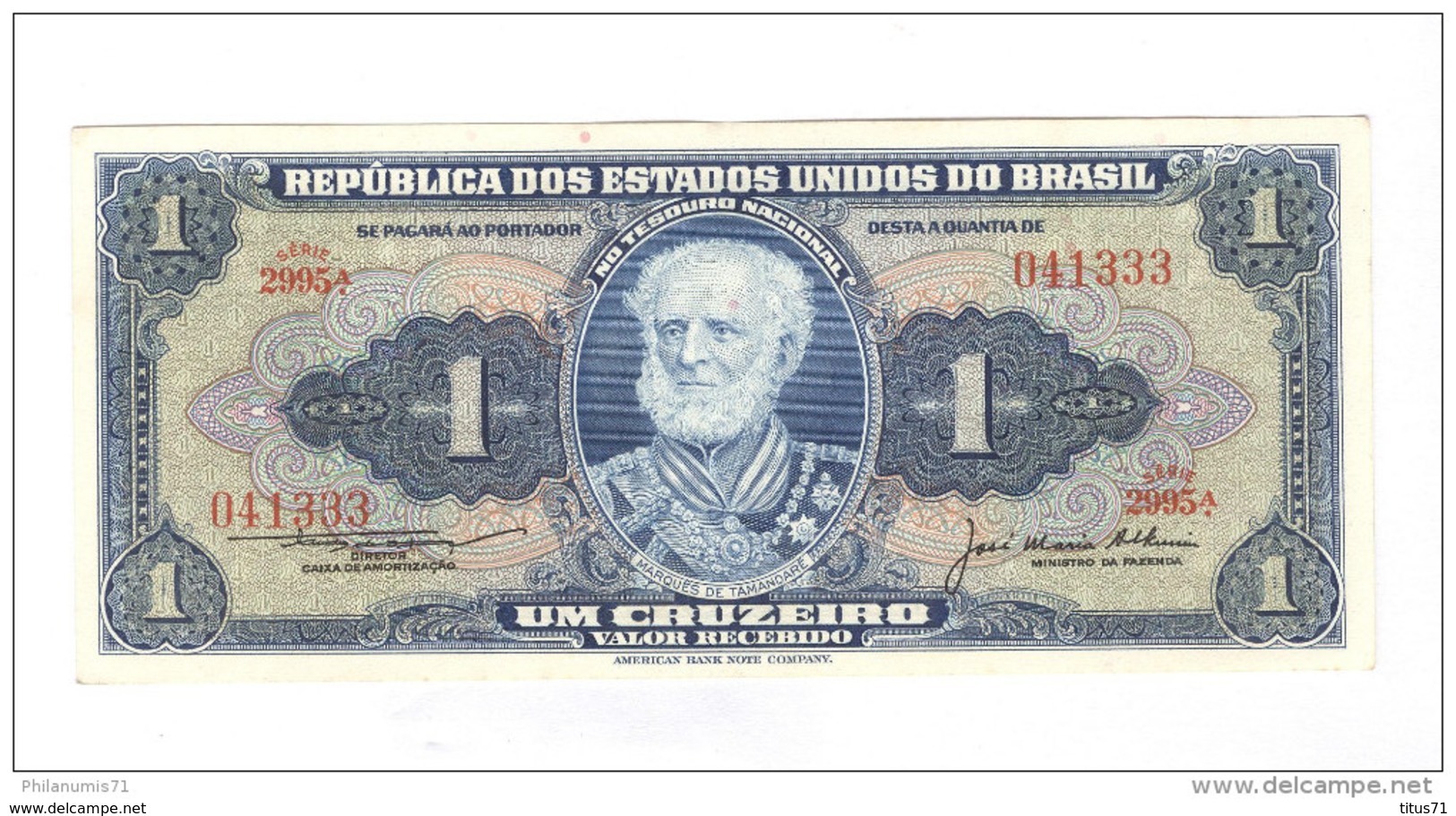 Billet 1 Cruzeiro Brésil / Brasil / Brazil 1956 état Neuf - Brésil