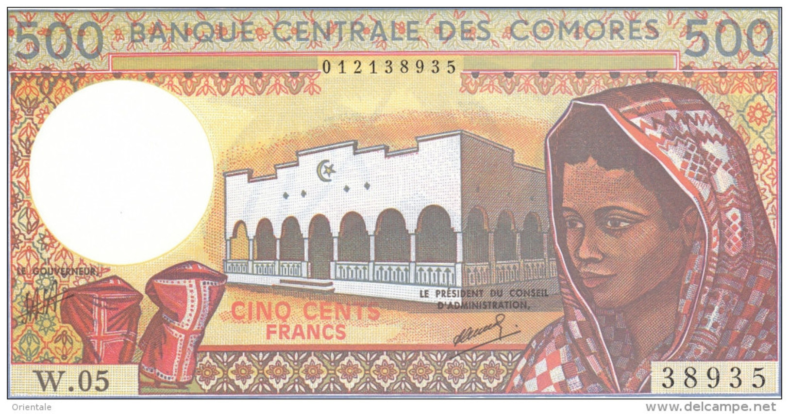 COMOROS P. 10b 500 F 1994 UNC (s. 9) - Comores