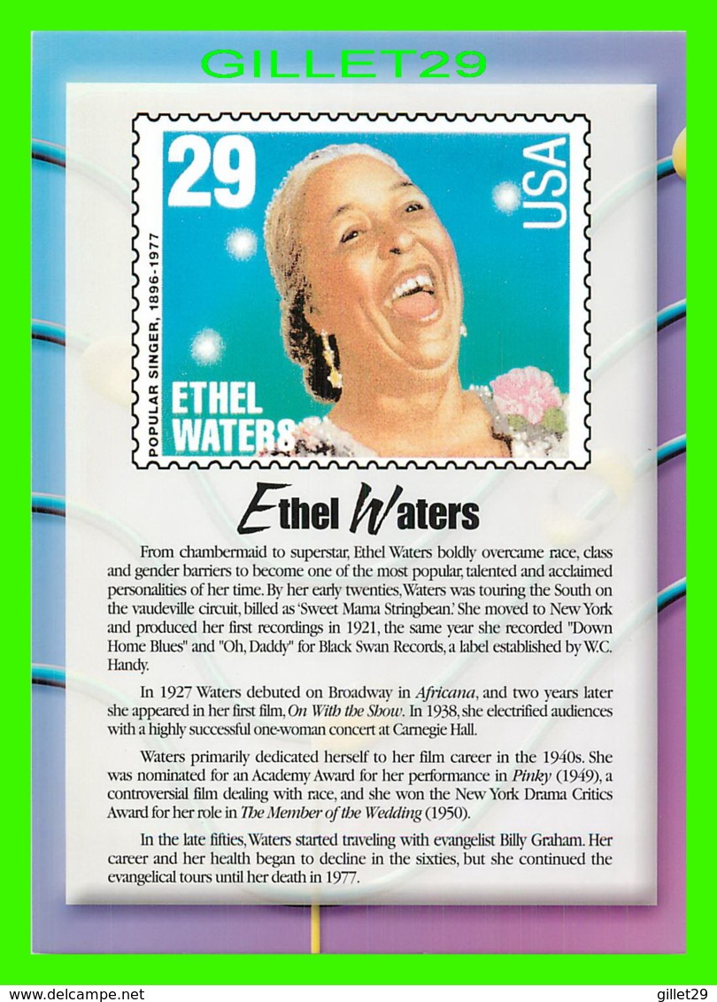 TIMBRES REPRESENTATIONS - ETHEL WATERS (1896-1977) SINGER - LEGENDS OF AMERICAN MUSIC - STAMP ISSUE, 1994 - - Timbres (représentations)