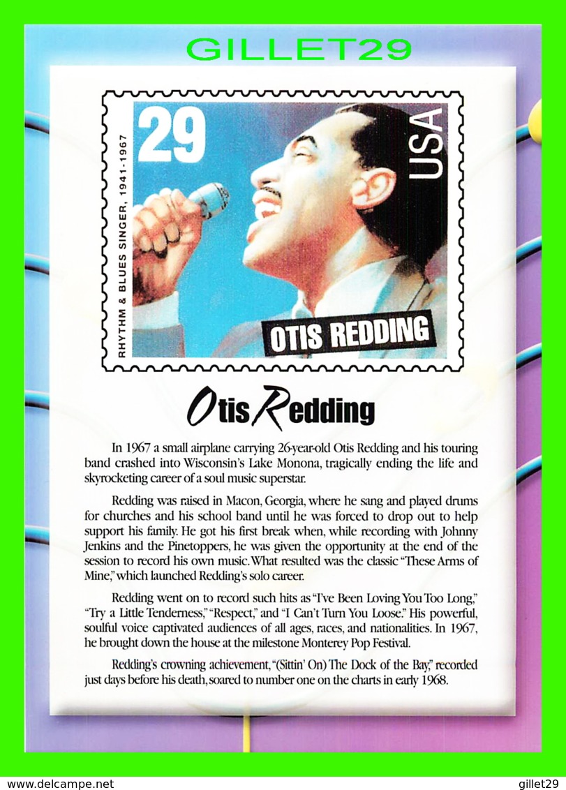 TIMBRES REPRESENTATIONS - OTIS REDDING (1941-1967) BLUES SINGER - LEGENDS OF AMERICAN MUSIC - STAMP ISSUE, 1993 - - Timbres (représentations)