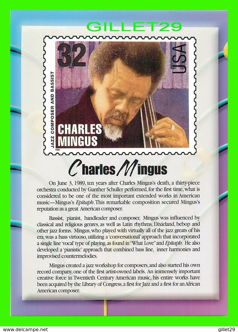 TIMBRES REPRESENTATIONS - CHARLES MINGUS (1922-1979) JAZZ BASSIST - LEGENDS OF AMERICAN MUSIC - STAMP ISSUE, 1995 - - Timbres (représentations)