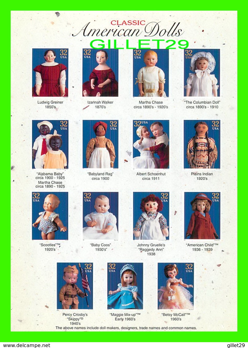 TIMBRES REPRESENTATIONS - CLASSIC AMERICAN DOLLS, THE GREINER DOLL 1858 TO MODERN DOLL DESIGN - - Briefmarken (Abbildungen)