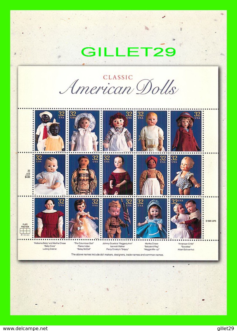 TIMBRES REPRESENTATIONS - CLASSIC AMERICAN DOLLS, THE GREINER DOLL 1858 TO MODERN DOLL DESIGN - - Timbres (représentations)