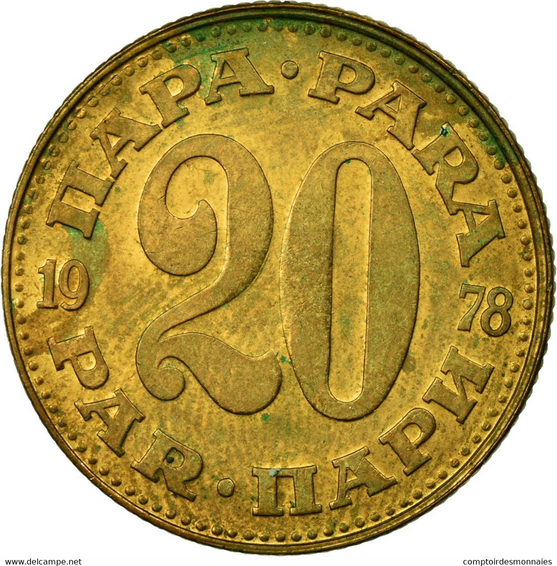 Monnaie, Yougoslavie, 20 Para, 1978, TB+, Laiton, KM:45 - Yougoslavie