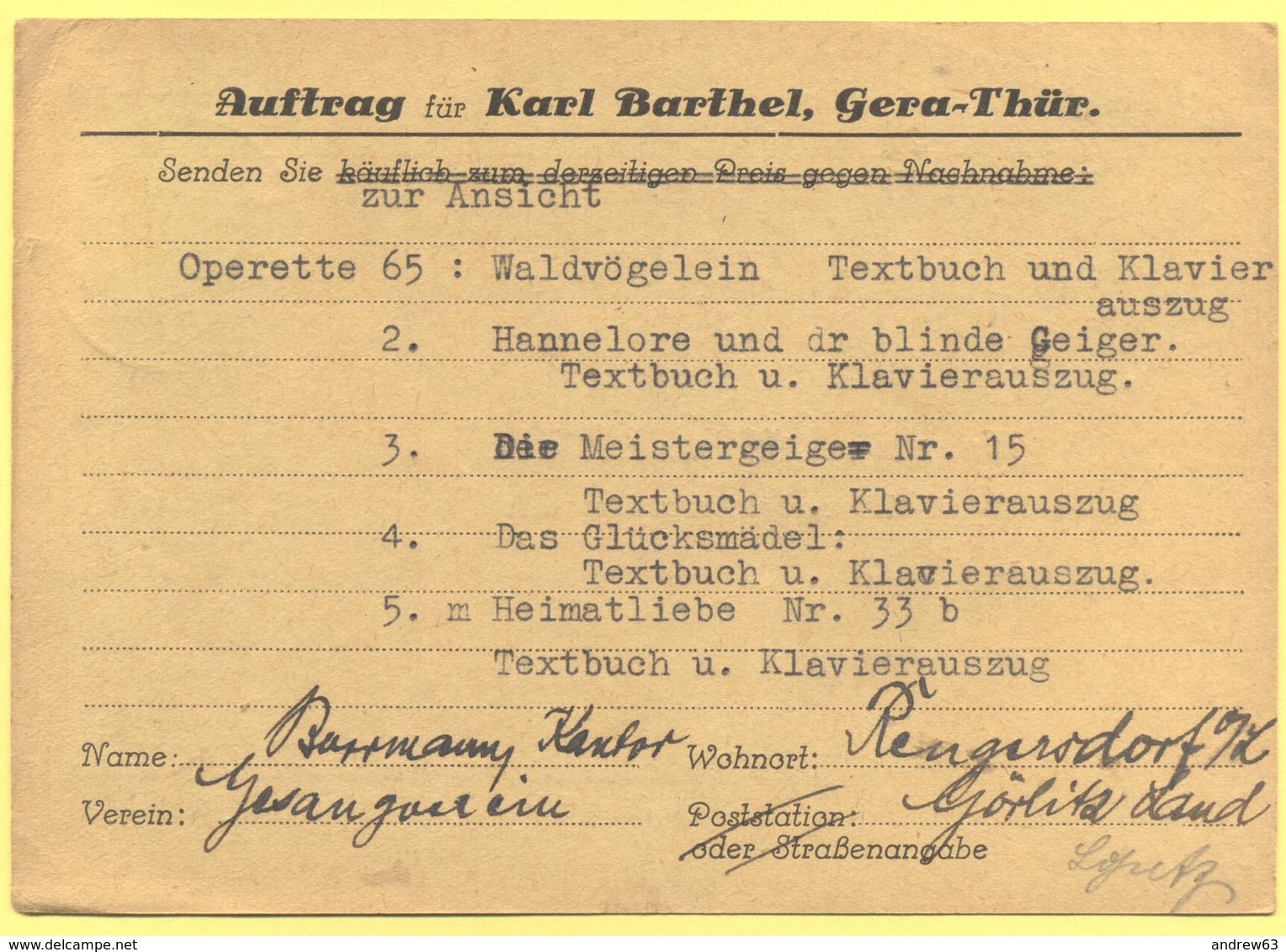 Deutsches Reich - 1930 - 8 - Postkarte - Karl Barthel - Viaggiata Da Rengersdorf Per Gera - Briefe U. Dokumente