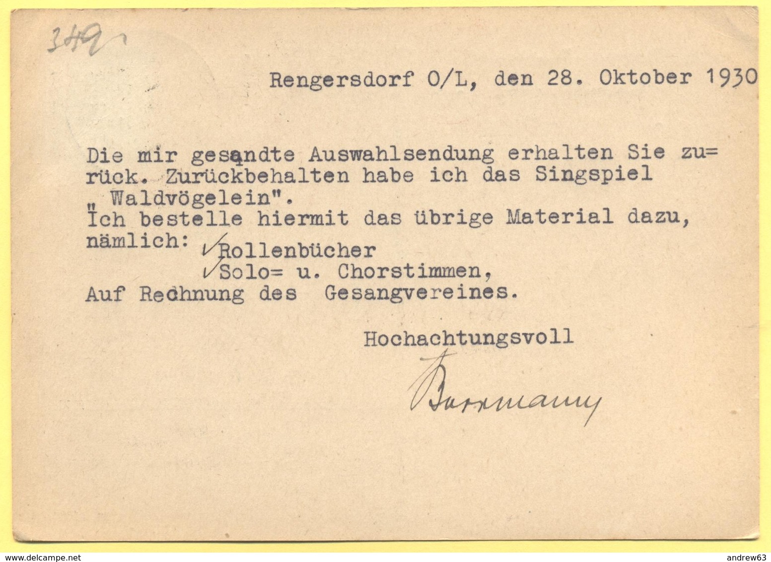 Deutsches Reich - 1930 - 8 - Postkarte - Karl Barthel - Viaggiata Da Rengersdorf Per Gera - Briefe U. Dokumente