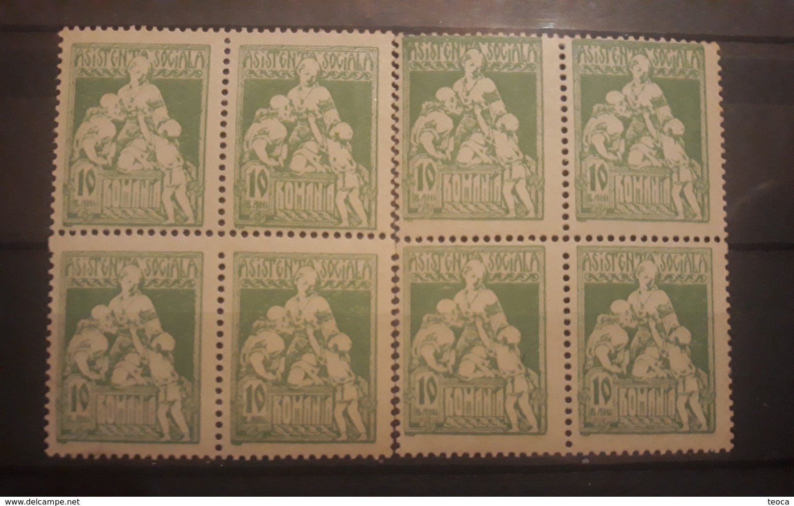 Romania 1921  Social Assistance, Revenue Stamps , BF X4, MNH,ERROR MISPLACED IMAGE PERFORATION - Ungebraucht