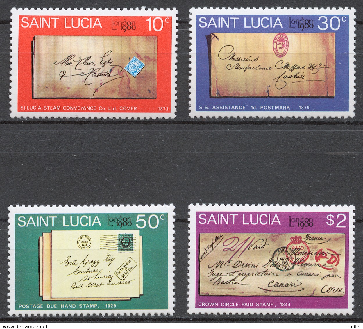 St.Lucia 1980 Mi# 480-83** LONDON 1980 INTERNATIONAL STAMP EXHIBITION - St.Lucia (1979-...)