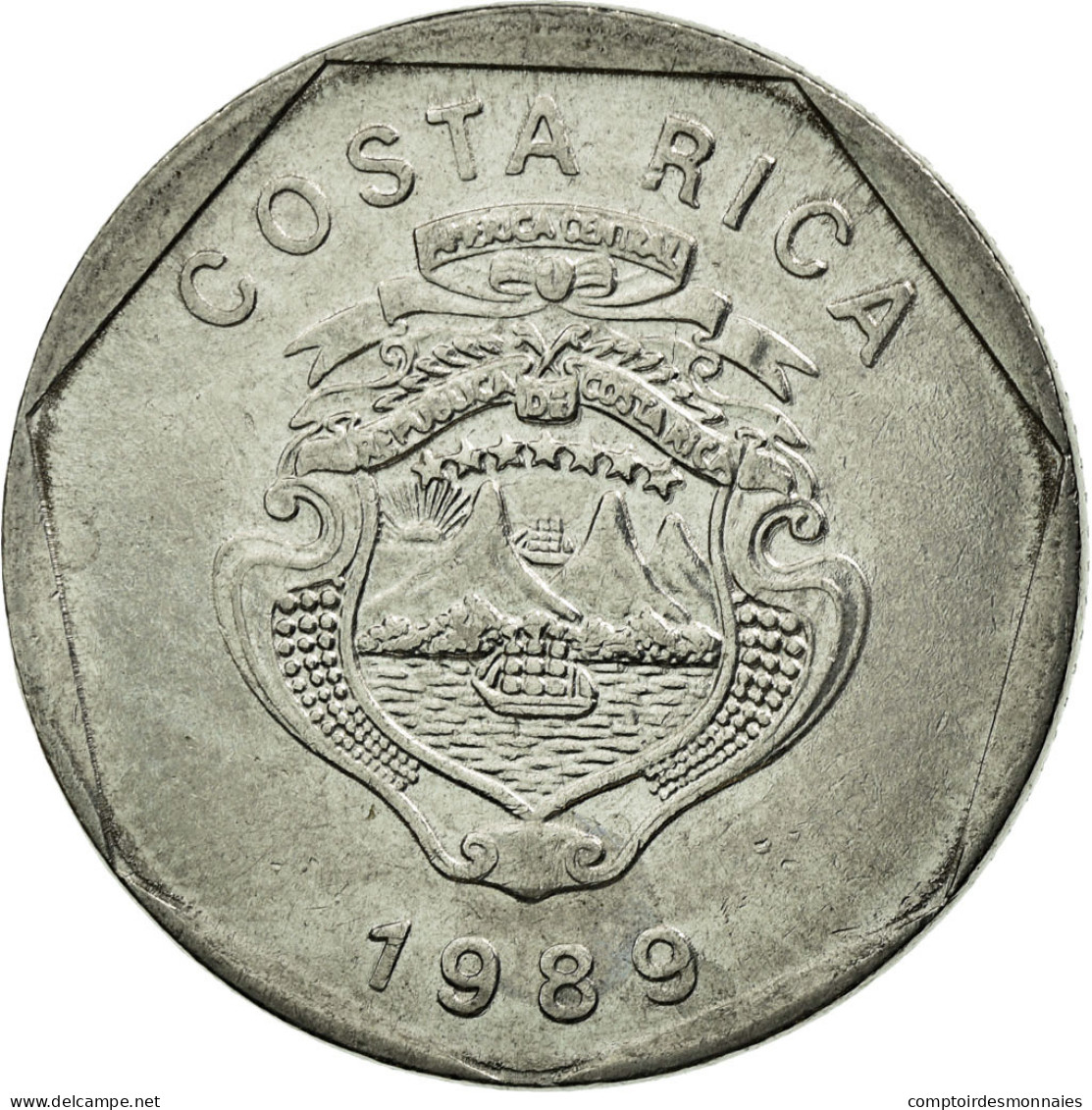 Monnaie, Costa Rica, 5 Colones, 1989, TTB, Stainless Steel, KM:214.1 - Costa Rica