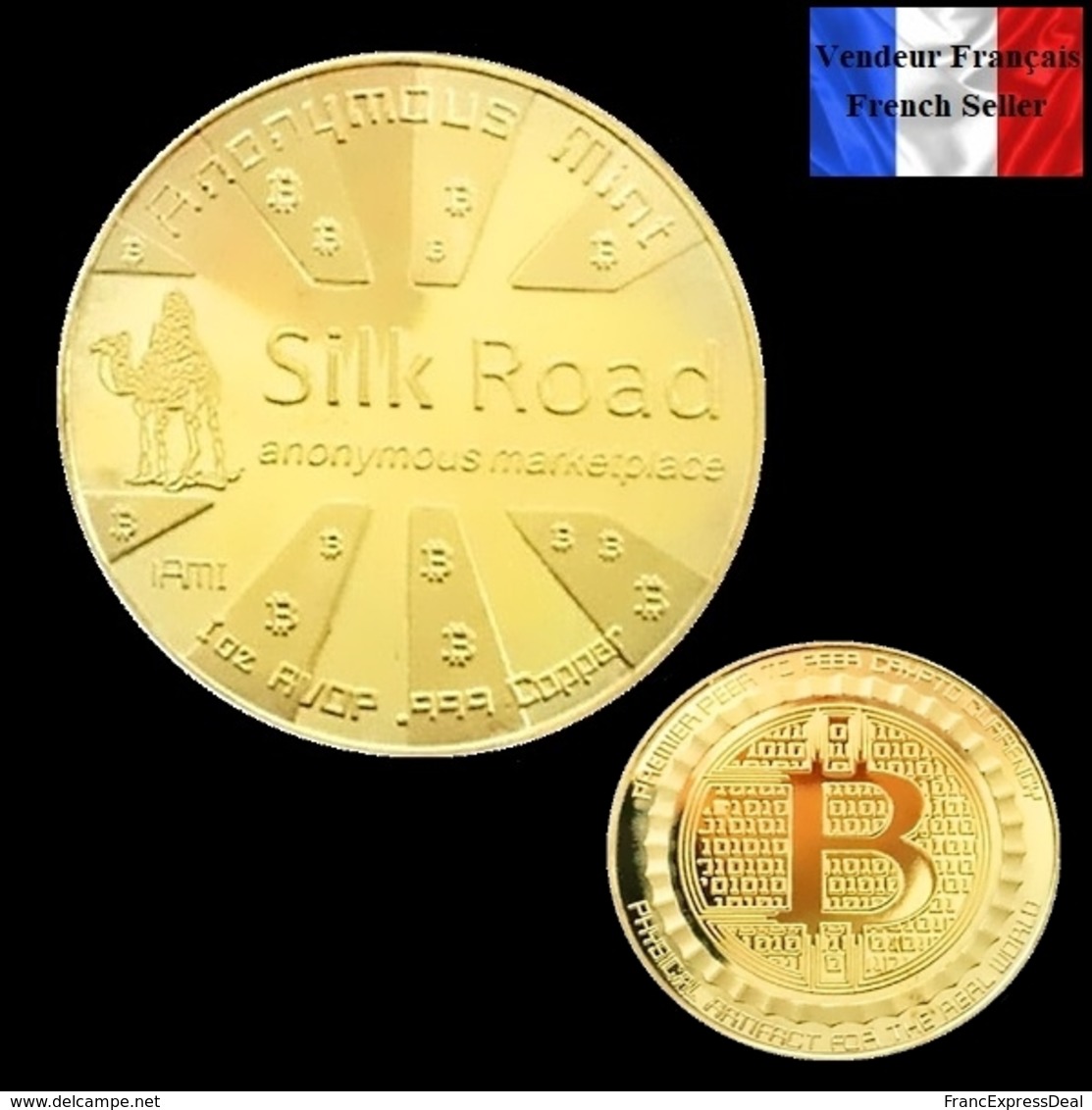 1 Pièce Plaquée OR ( GOLD Plated Coin ) - Bitcoin Anonymous Silk Road BTC - Autres & Non Classés