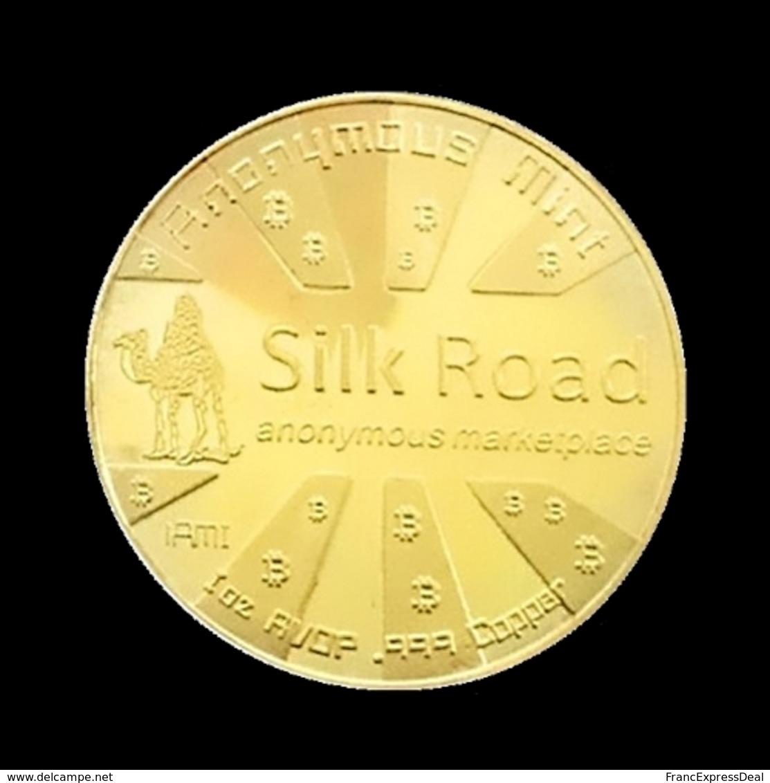 1 Pièce Plaquée OR ( GOLD Plated Coin ) - Bitcoin Anonymous Silk Road BTC - Autres & Non Classés