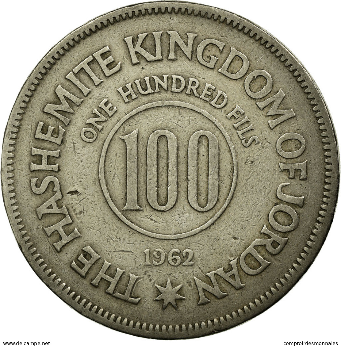 Monnaie, Jordan, Hussein, 100 Fils, Dirham, 1962, B, Copper-nickel, KM:12 - Jordanie