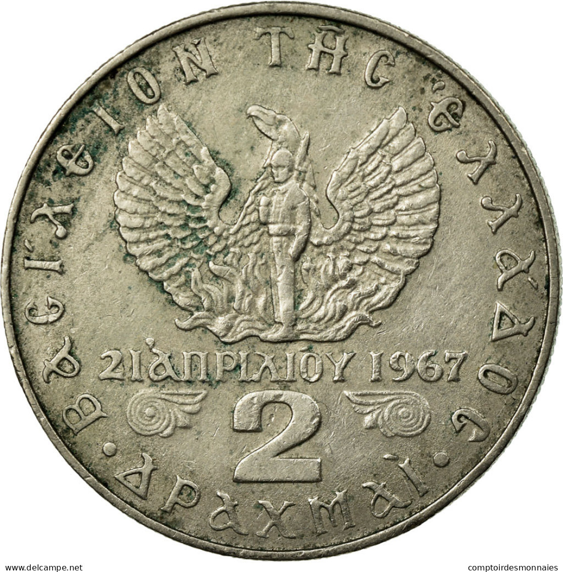 Monnaie, Grèce, Constantine II, 2 Drachmai, 1973, TTB, Copper-nickel, KM:99 - Grèce