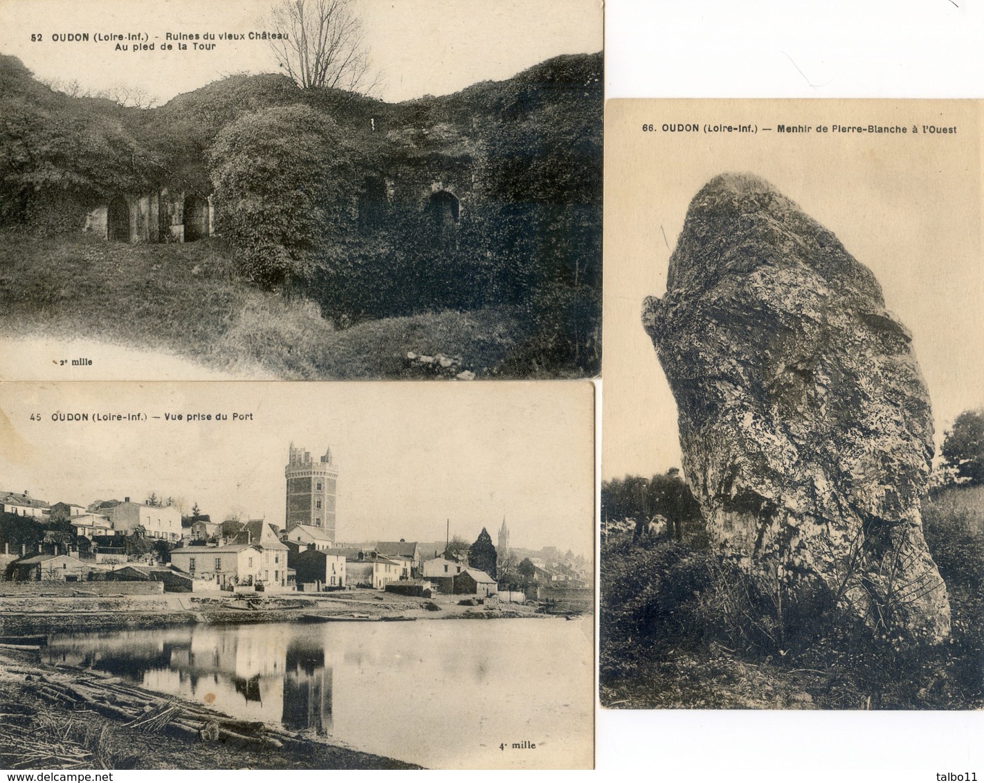 44 - Oudon - Lot De 3 Cartes - Menhir; Ruines, Port - Oudon