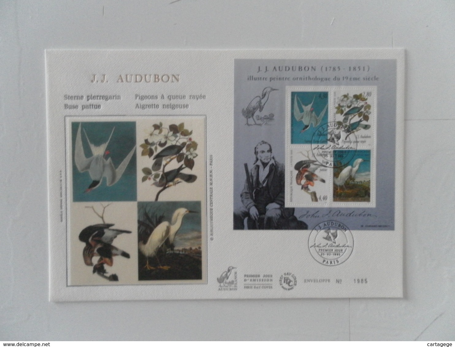 FRANCE YT FDC CERES GRAND FORMAT YT BF18 LES OISEAUX D'AUDUBON Exemplaires N°1985 - 1990-1999