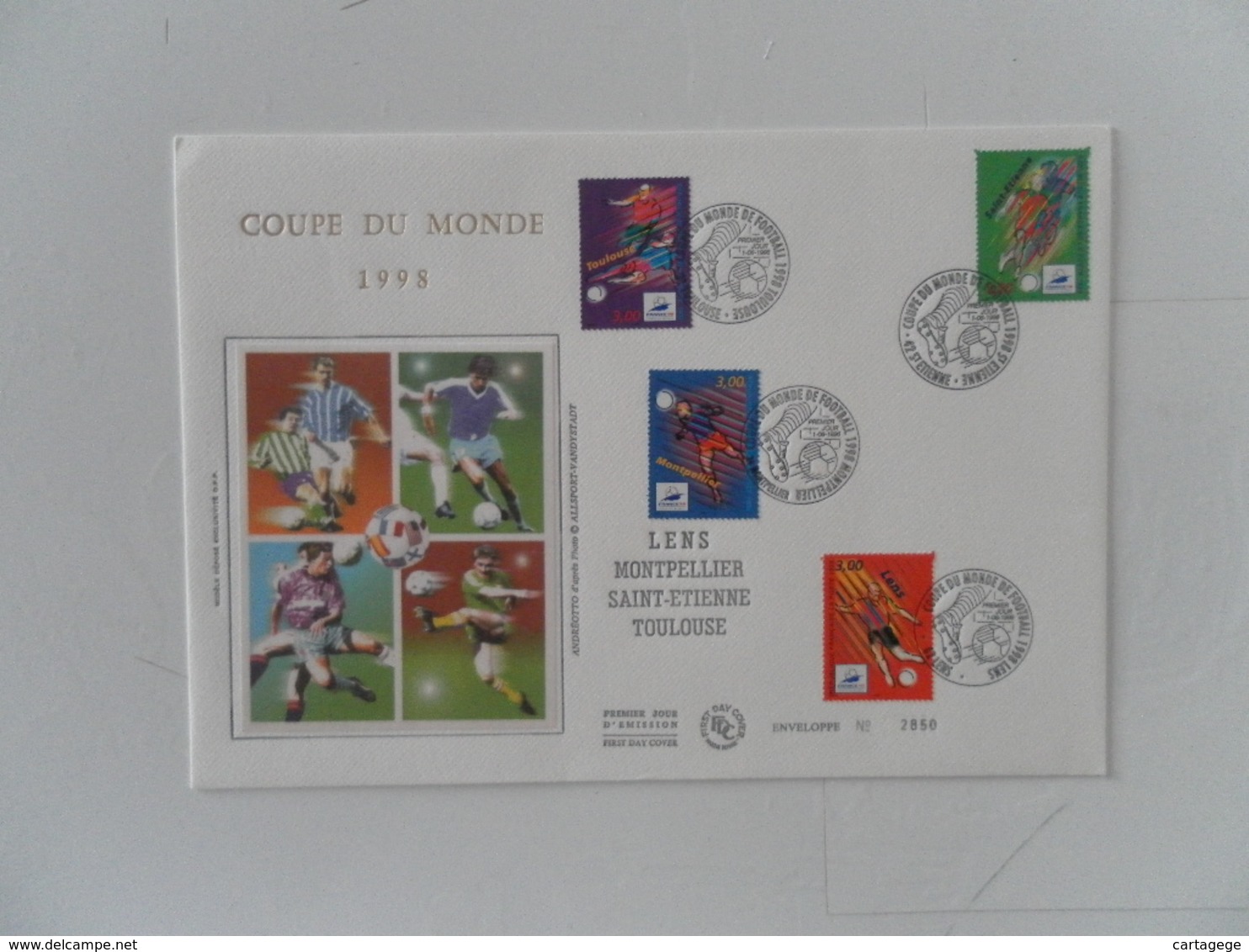 FRANCE FDC CERES GRAND FORMAT YT3010/3013 FRANCE COUPE DU MONDE 98 , 4 STADES - 1990-1999