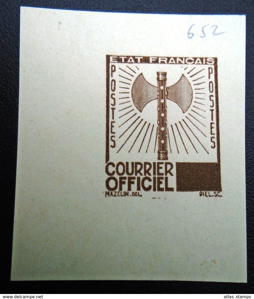 FRANCE 1942 - Timbre De Service  10f ,Yvert#13 , Maury#13 - Essai  En Bleu - RARE ! - Sonstige & Ohne Zuordnung