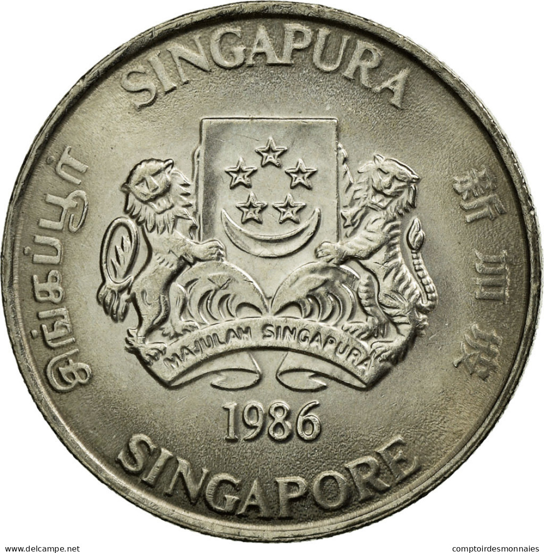 Monnaie, Singapour, 20 Cents, 1986, British Royal Mint, SUP, Copper-nickel - Singapour