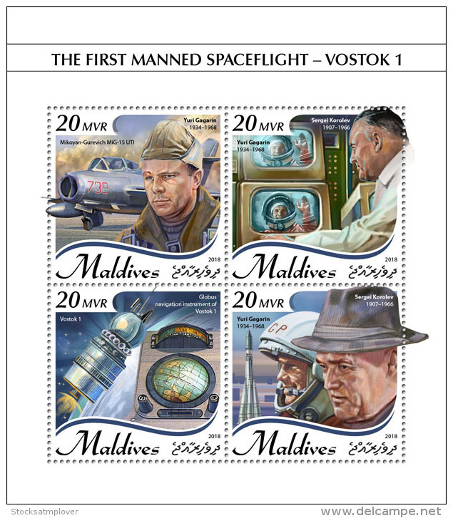 Maldives 2018  Space Flight &ndash; Vostok 1  S201809 - Maldives (1965-...)