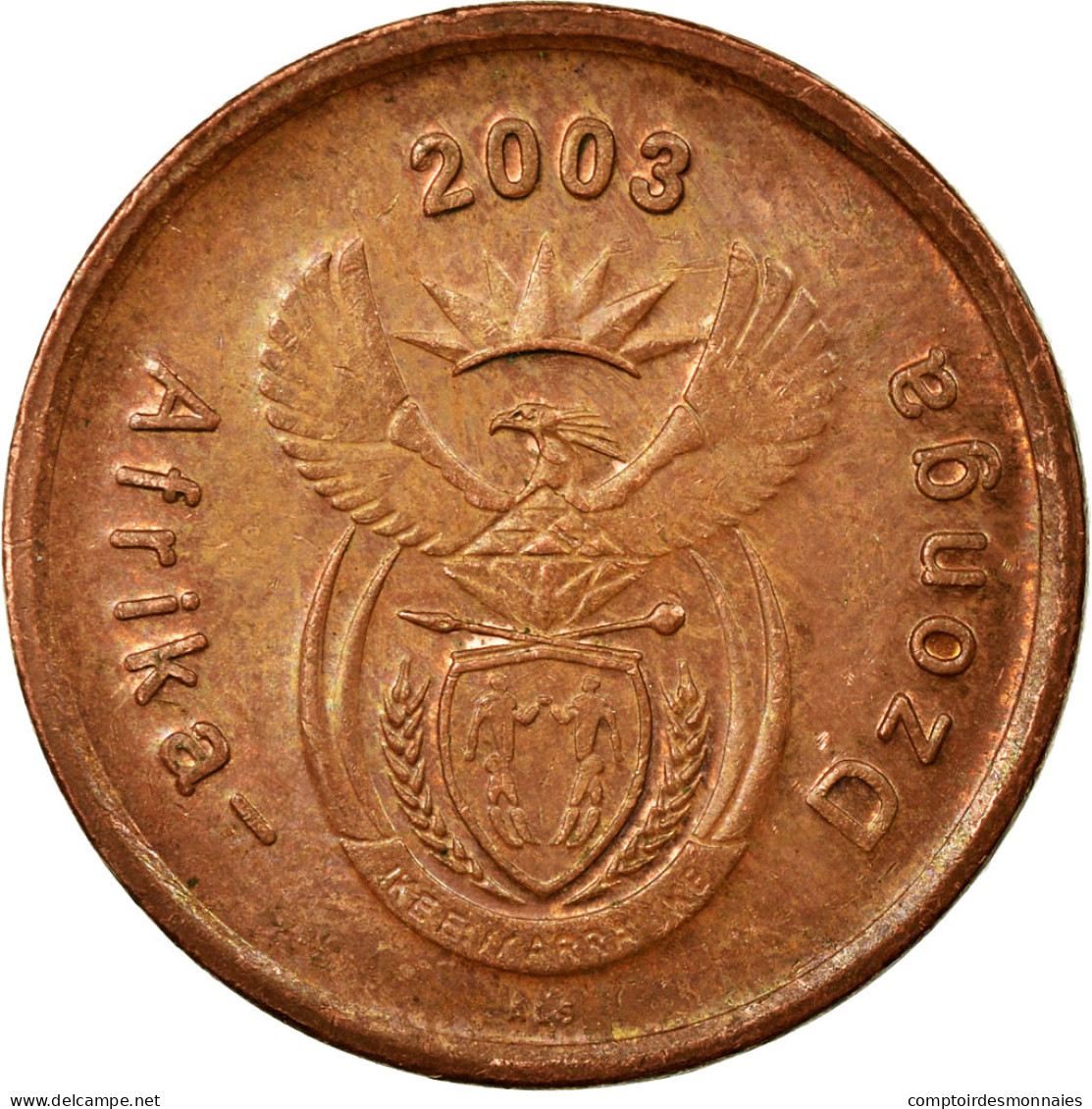 Monnaie, Afrique Du Sud, 5 Cents, 2003, TTB, Copper Plated Steel, KM:324 - Afrique Du Sud