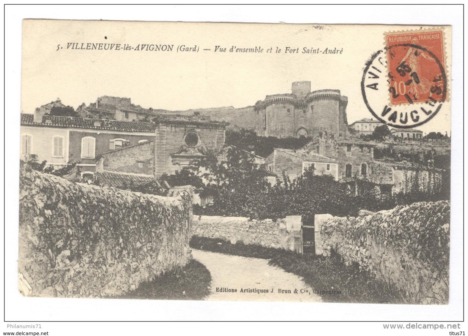 CPA Villeneuve Les Avignon - Vue D'ensemble - Fort Saint André - Circulée - Villeneuve-lès-Avignon