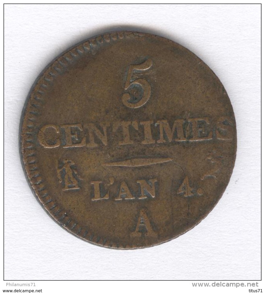5 Centimes France - An 4 ( Lot 1 ) - Andere & Zonder Classificatie