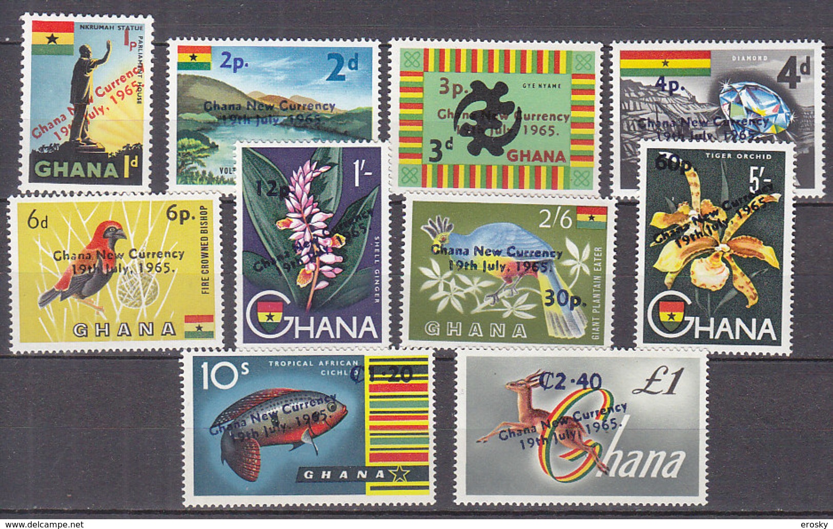 B0077 - GHANA Yv N°201/11 (-206)** ANIMAUX FLEURS - Ghana (1957-...)