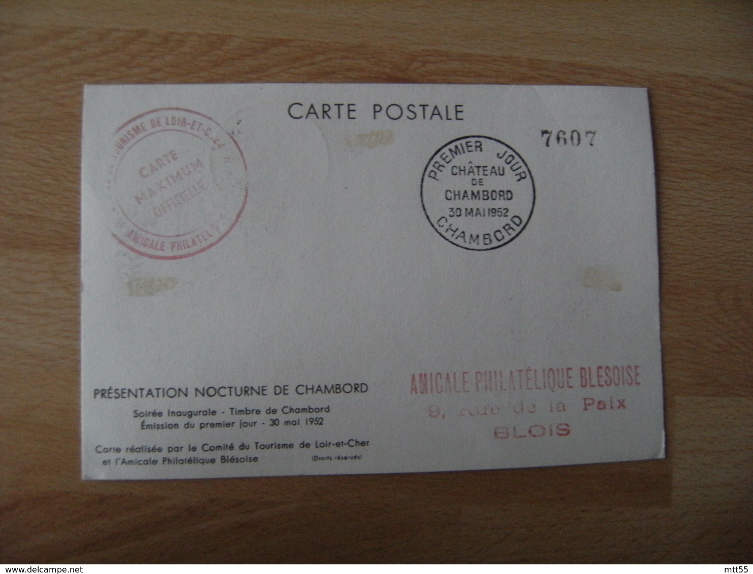 1952 Chateau Chambord  Cm Carte Maximum - 1950-1959