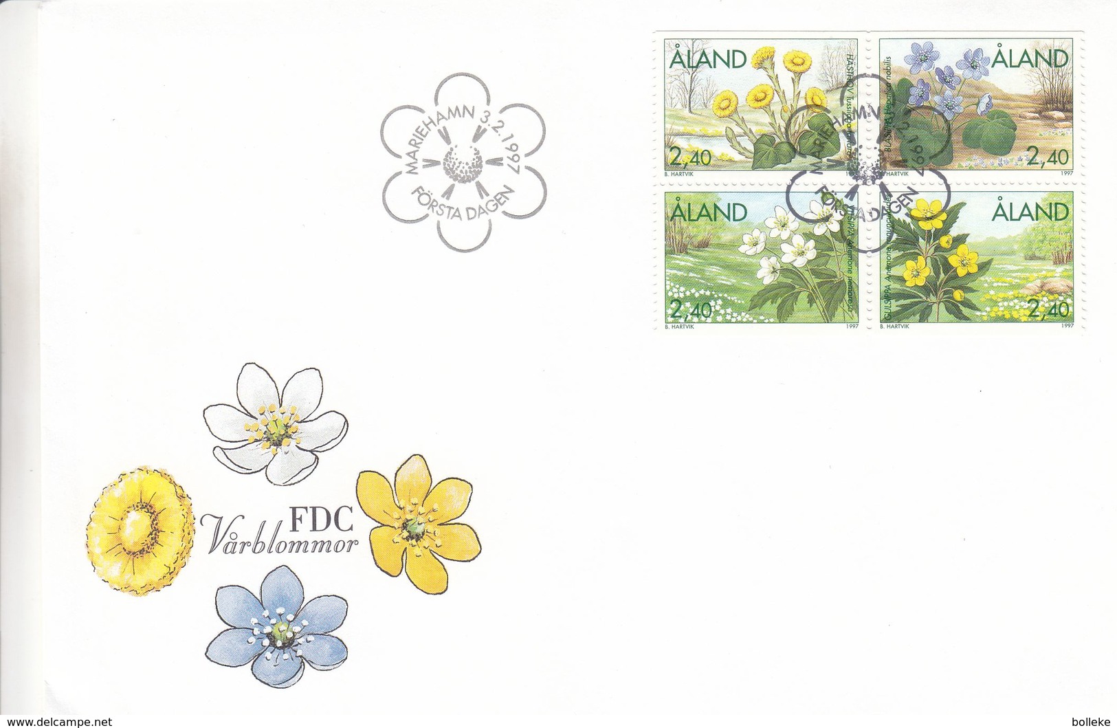 Aland - Fleurs - Lettre FDC De 1997 - Oblit Marieham - Timbres Du Carnet - - Aland